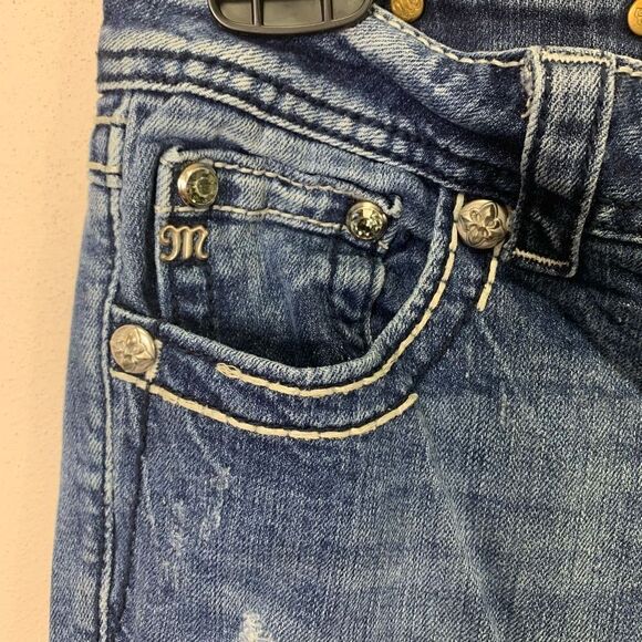 Miss Me 29 bootcut cross and fleur de lis bling jeans denim (J1) - Picture 6 of 14